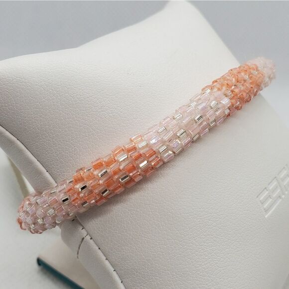 NWT 3 Strands Pink & Orange Beaded Bracelet - Picture 2 of 5